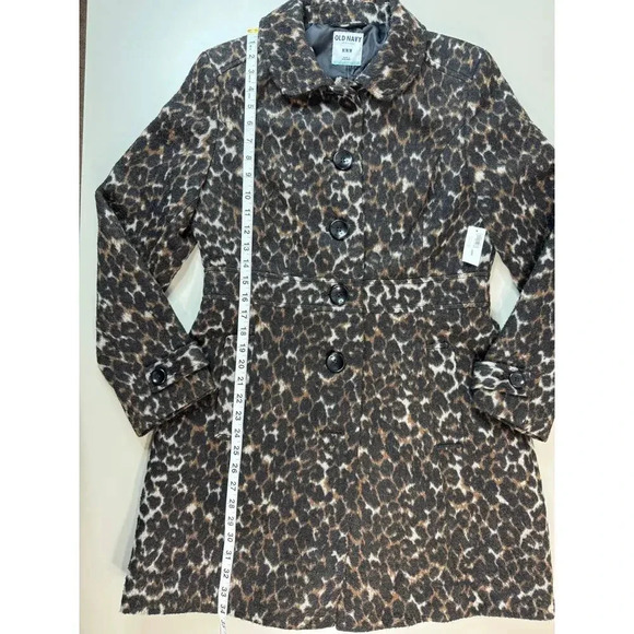 Old Navy Women’s Wool Blend Leopard Pea Coat Size M Peter Pan Collar Lined Retro - Picture 7 of 11